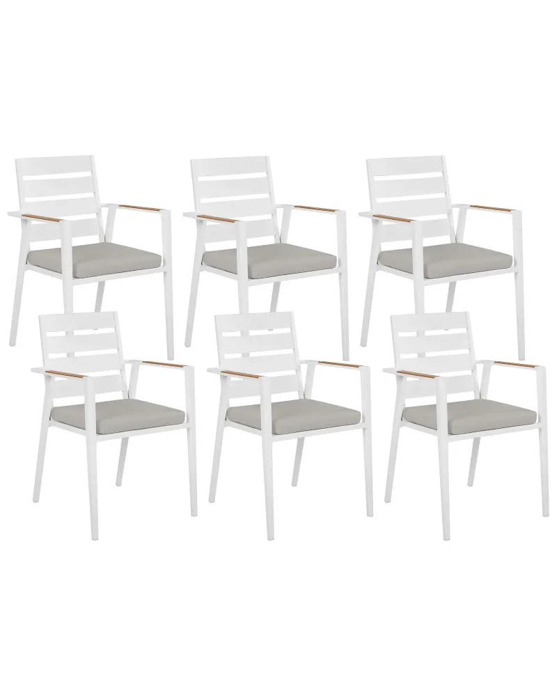 Set di 6 sedie da giardino con cuscini TAVIANO Metallo Grigio Materiale Alluminio Anodizzato