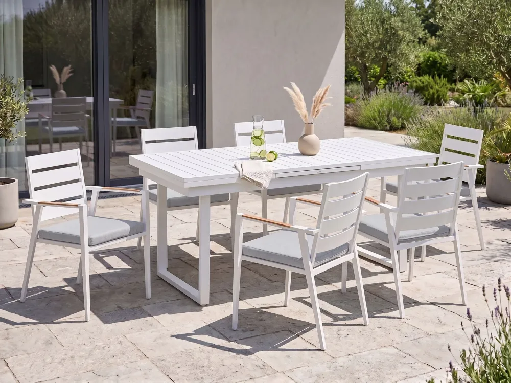Set di 6 sedie da giardino con cuscini TAVIANO Metallo Grigio Materiale Alluminio Anodizzato