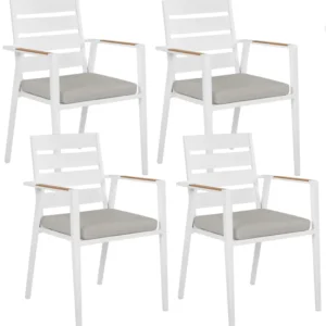 Set di 4 sedie da giardino con cuscini TAVIANO Metallo Grigio Materiale Alluminio Anodizzato