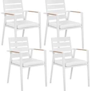 Set di 4 sedie da giardino con cuscini TAVIANO Metallo Bianco per Relax all'Aperto