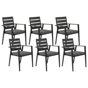 Set di 6 sedie da giardino con cuscini TAVIANO Metallo Nero Materiale Alluminio Anodizzato