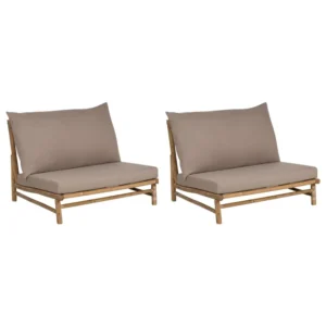 Set di 2 sedie da giardino con cuscini TODI Legno di bambù Tortora con Rivestimento Tessuto