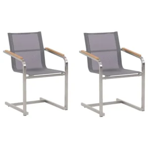 Set di 2 sedie da giardino COSOLETO Acciaio inox Grigio con Portabicchiere Integrato