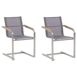 Set di 2 sedie da giardino COSOLETO Acciaio inox Grigio - Impermeabile e UV Resistente