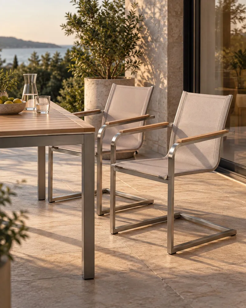 Set di 2 sedie da giardino COSOLETO Acciaio inox Panna