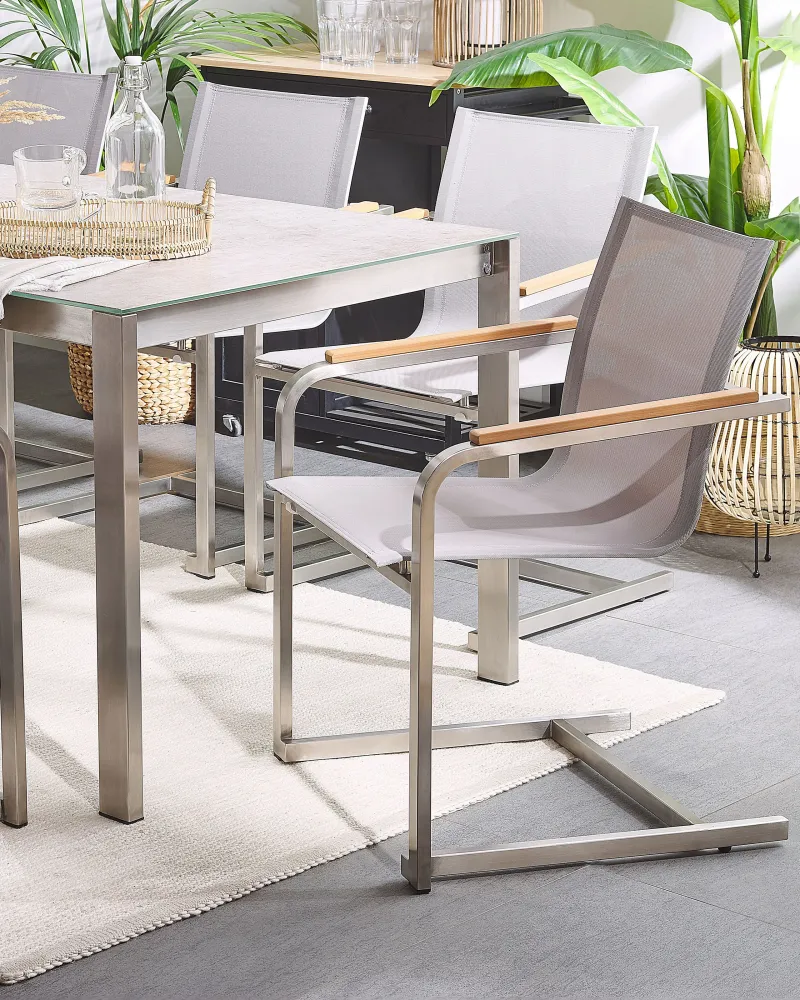 Set di 2 sedie da giardino COSOLETO Acciaio inox Panna