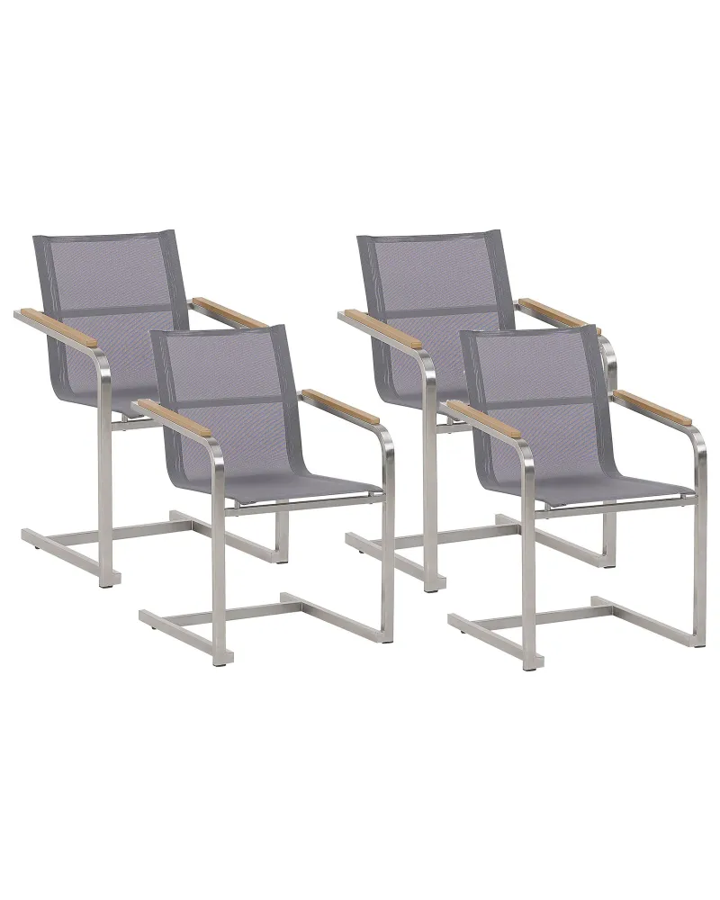 Set di 4 sedie da giardino COSOLETO Acciaio inox Grigio con Struttura Acciaio