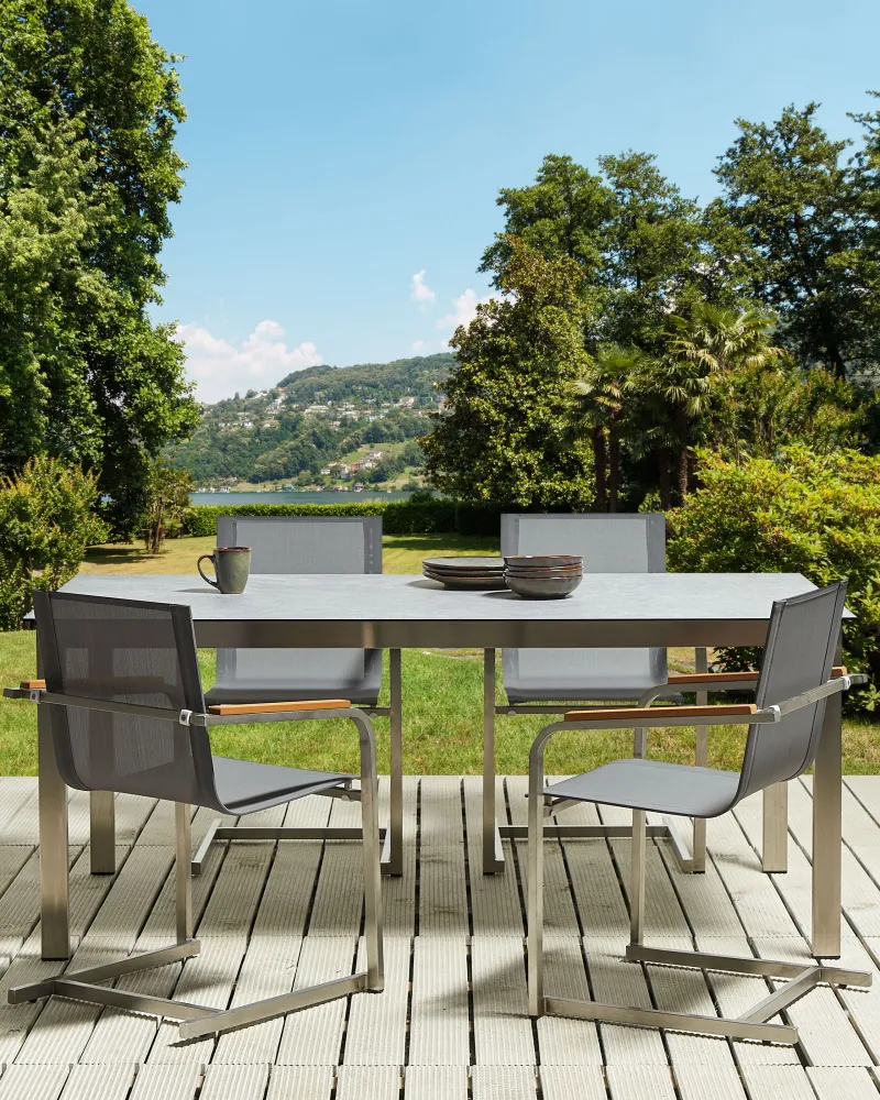 Set di 4 sedie da giardino COSOLETO Acciaio inox Grigio con Struttura Acciaio