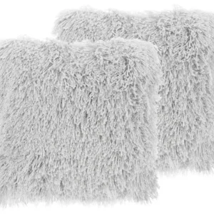 Set 2 Shaggy Cushions 45 x 45 cm Grey CIDE