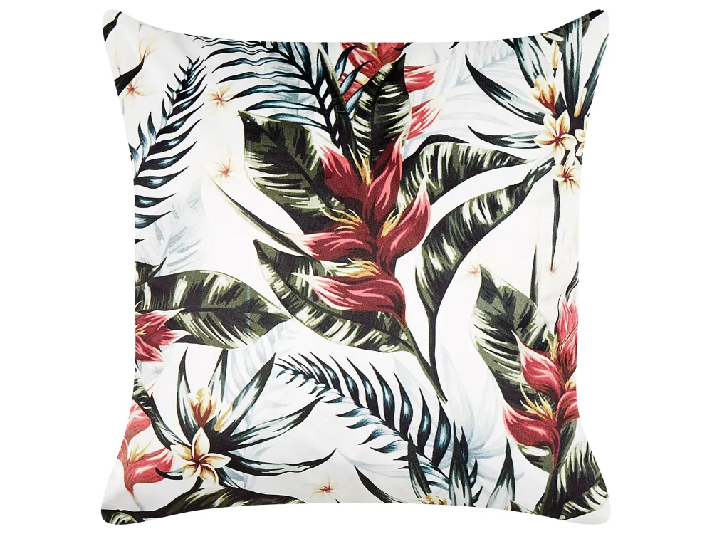 Set 2 Vellutato Cushions Leaf Pattern 45 x 45 cm Green and Red EDELWEISS