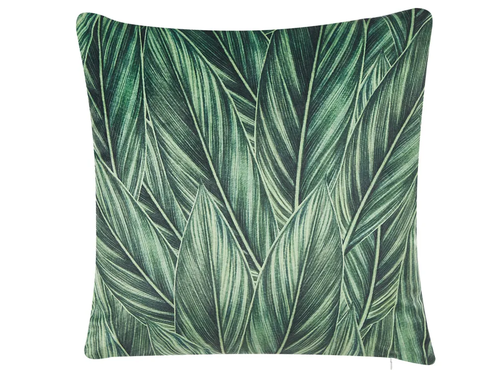 Set 2 Di velluto Cushions Leaf Pattern 45 x 45 cm Green DIASCIA