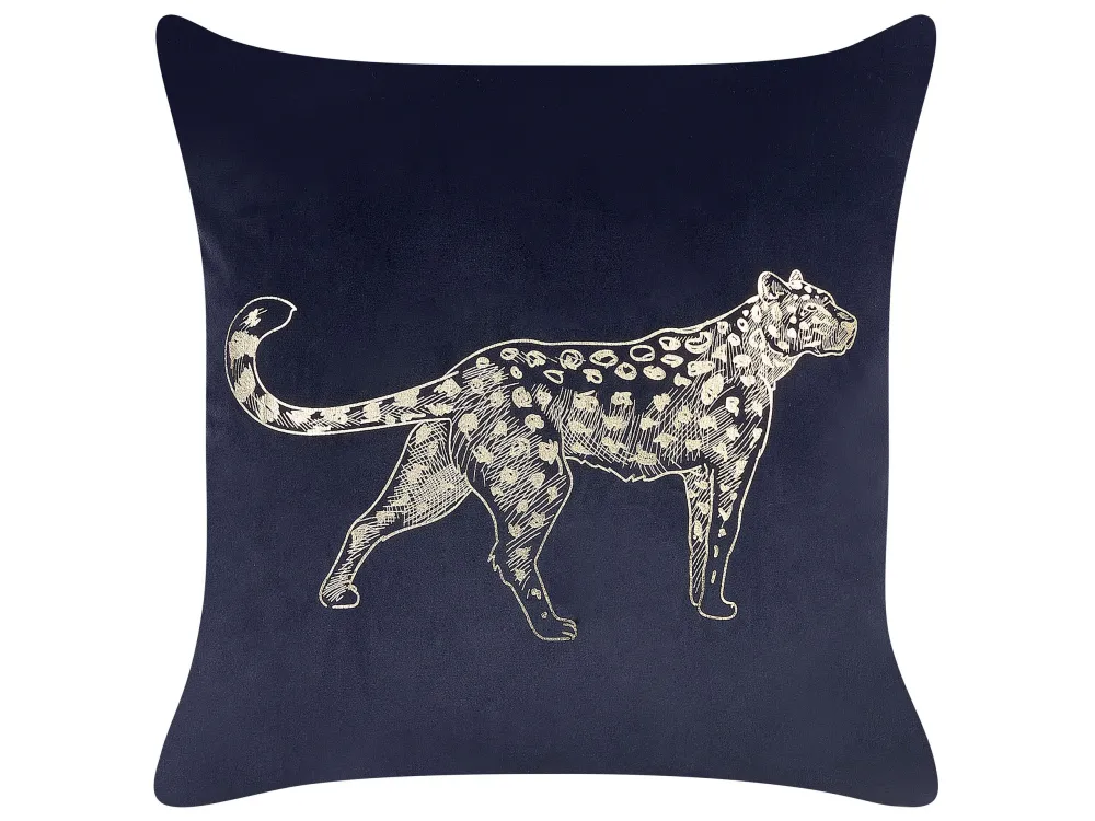Set 2 Velvet Cushions Animal Motif 45 x 45 cm Nero notte MARULA
