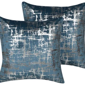 Set 2 Velvet Cushions Crackle Pattern 45 x 45 cm Blue GARDENIA