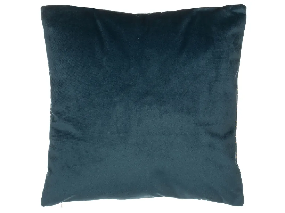 Set 2 Velvet Cushions Leaf Pattern 45 x 45 cm Teal Blue FREESIA