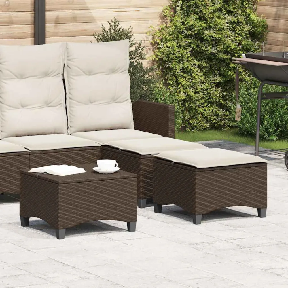 Sgabelli Giardino con Cuscini 2pz Marrone 55x55x36cm Polyrattan per Giardino e Spiaggia