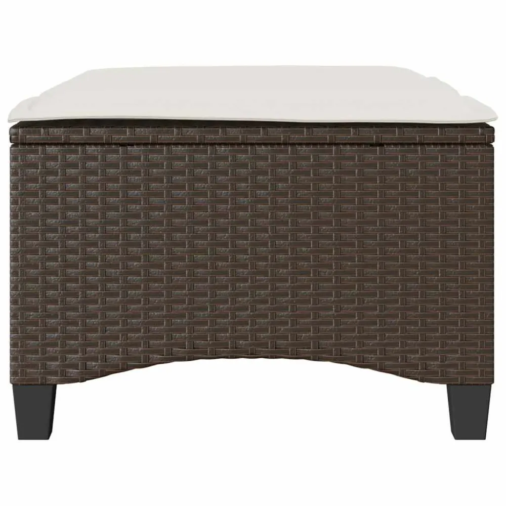 Sgabelli Giardino con Cuscini 2pz Marrone 55x55x36cm Polyrattan per Giardino e Spiaggia