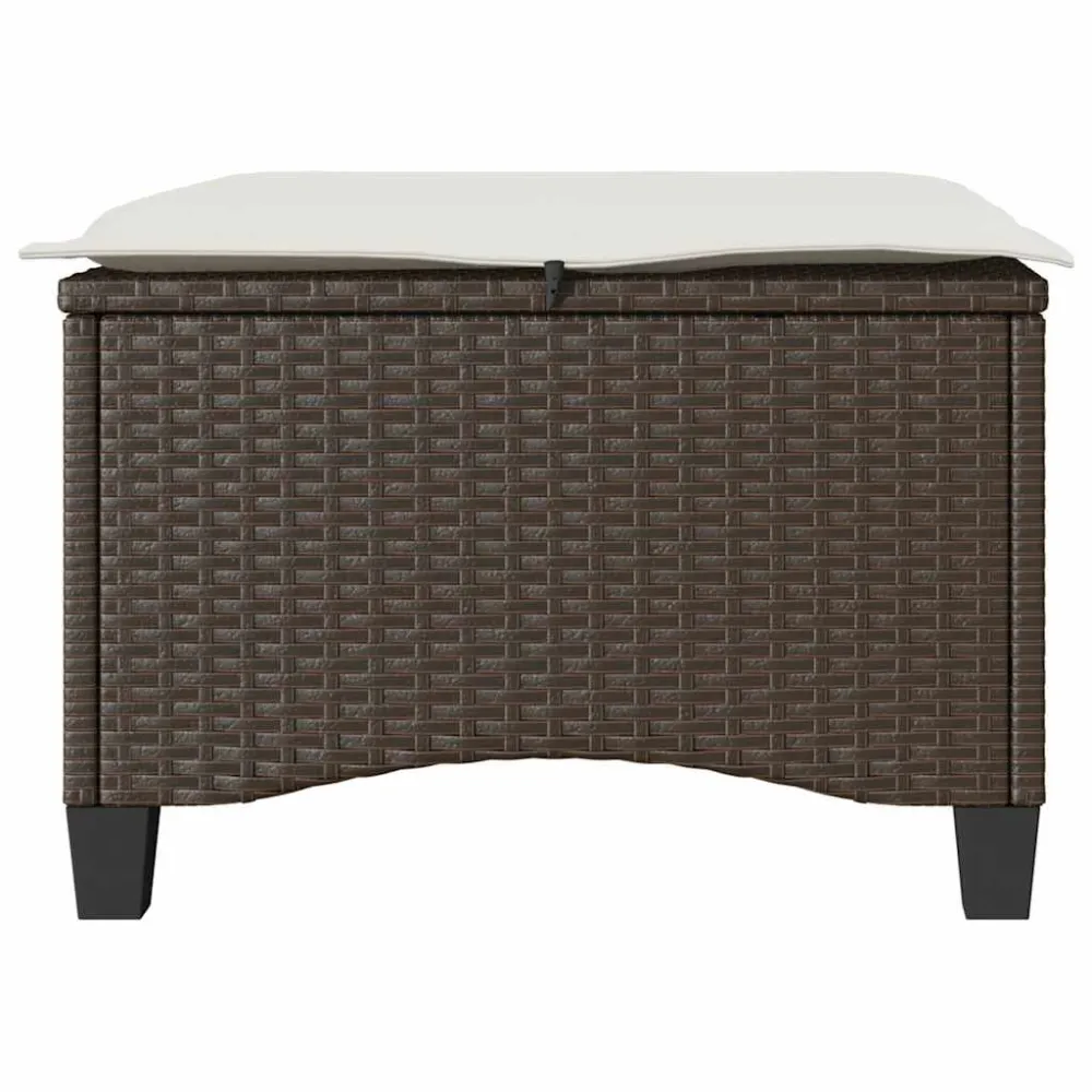 Sgabelli Giardino con Cuscini 2pz Marrone 55x55x36cm Polyrattan per Giardino e Spiaggia