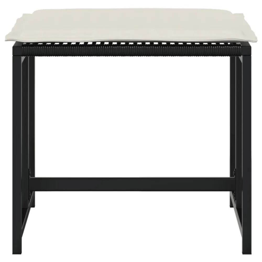 Sgabelli da Giardino con Cuscini 4 pz Neri Polyrattan con Struttura Acciaio