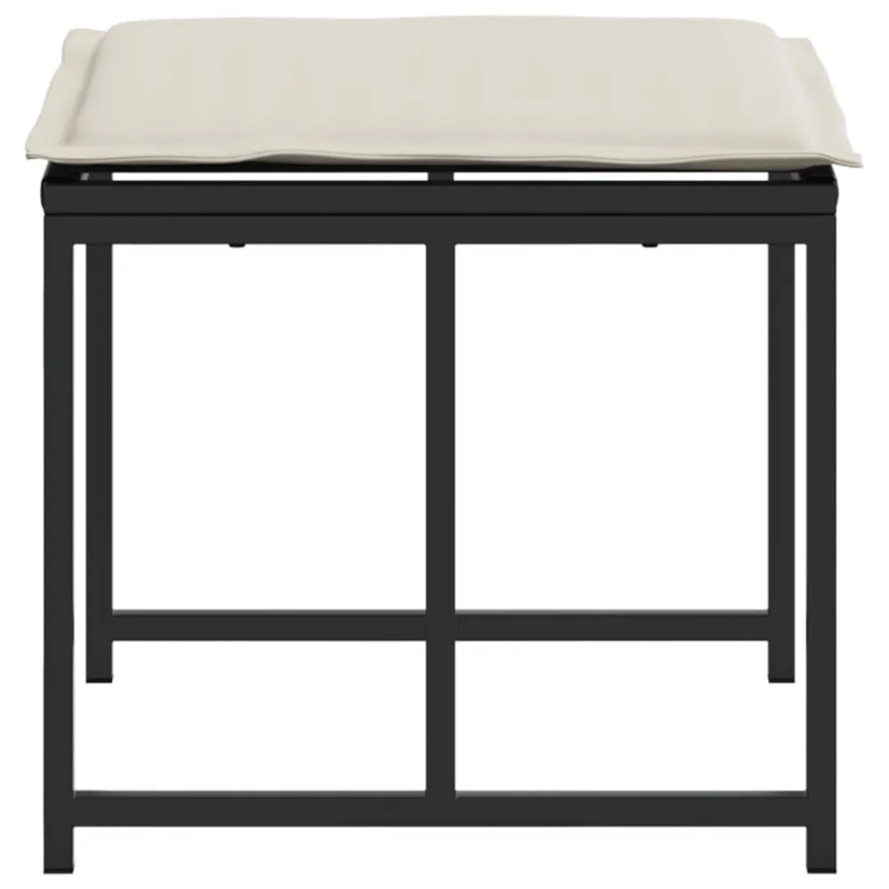 Sgabelli da Giardino con Cuscini 4 pz Neri Polyrattan con Struttura Acciaio
