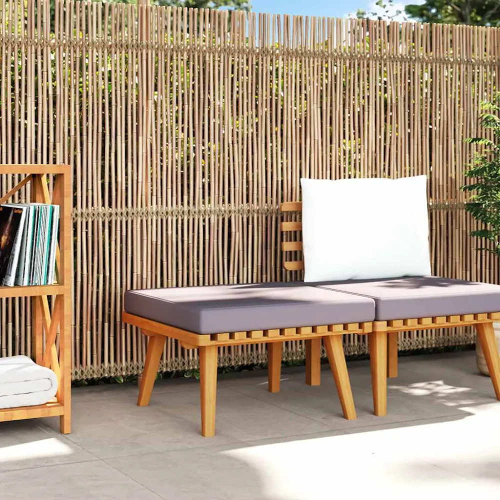 Sgabello da Giardino con Cuscino 60x60x29 cm Massello Acacia per Giardino e Spiaggia