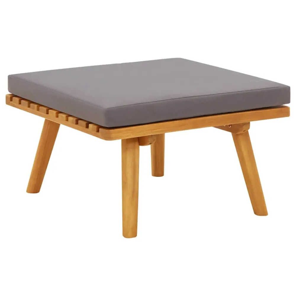 Sgabello da Giardino con Cuscino 60x60x29 cm Massello Acacia per Giardino e Spiaggia