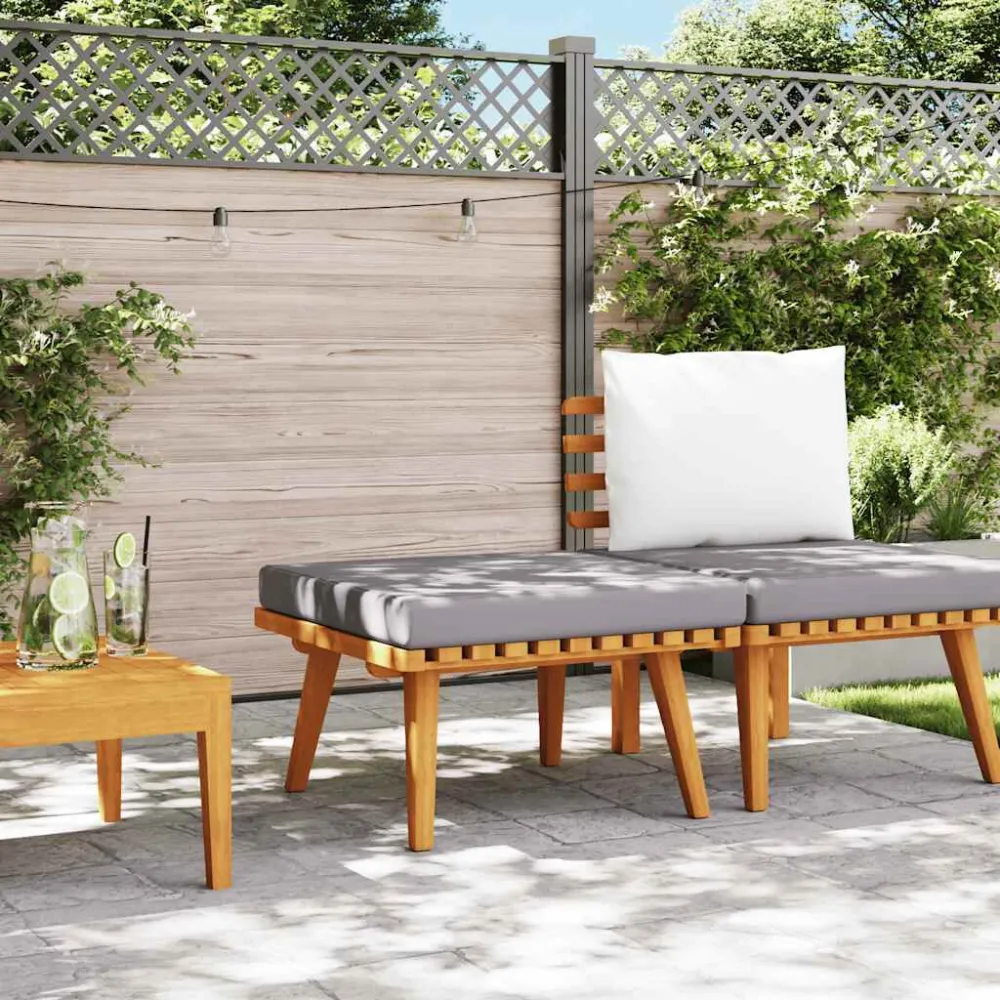 Sgabello da Giardino con Cuscino 60x60x29 cm Massello Acacia per Giardino e Spiaggia