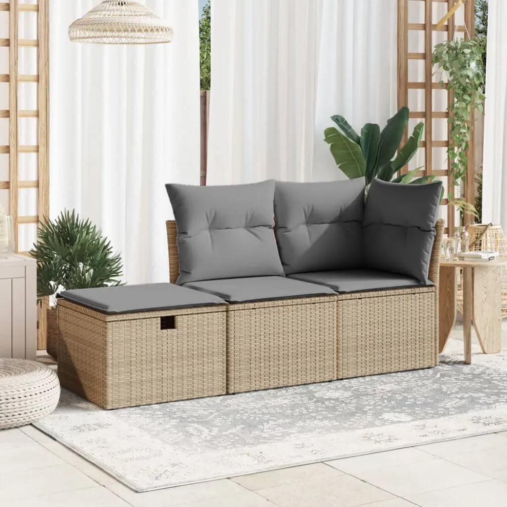 Sgabello Giardino con Cuscino Camoscio 55x55x37 cm Polyrattan