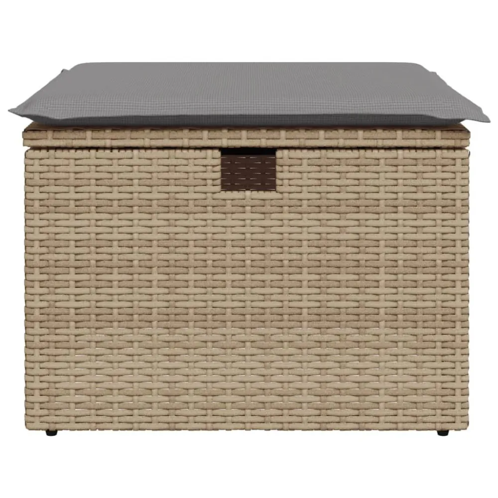 Sgabello Giardino con Cuscino Camoscio 55x55x37 cm Polyrattan