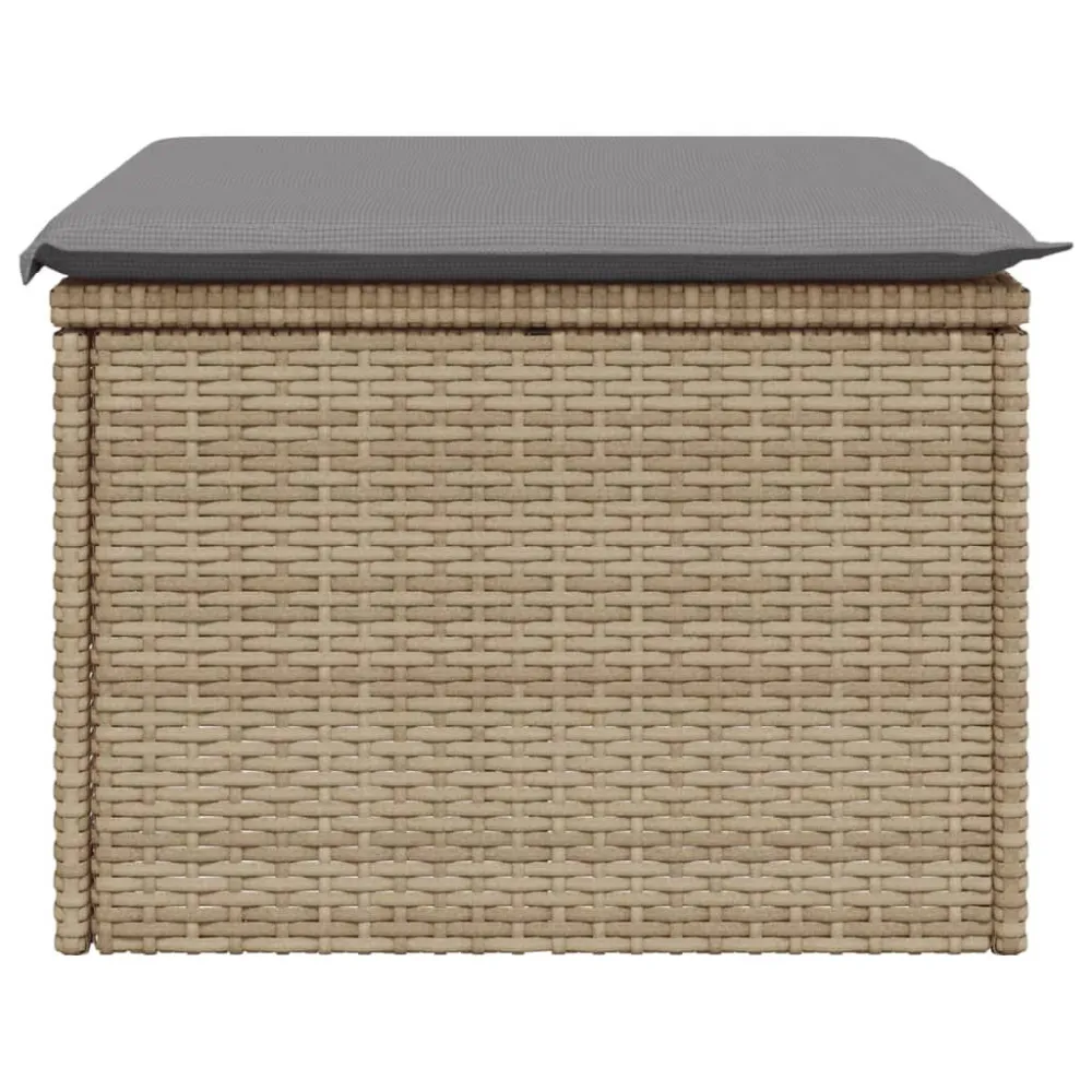 Sgabello Giardino con Cuscino Camoscio 55x55x37 cm Polyrattan