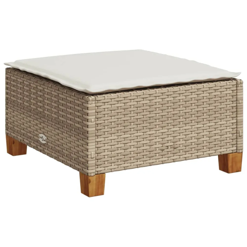 Sgabello Giardino con Cuscino Nocciola 63,5x56x32 cm Polyrattan