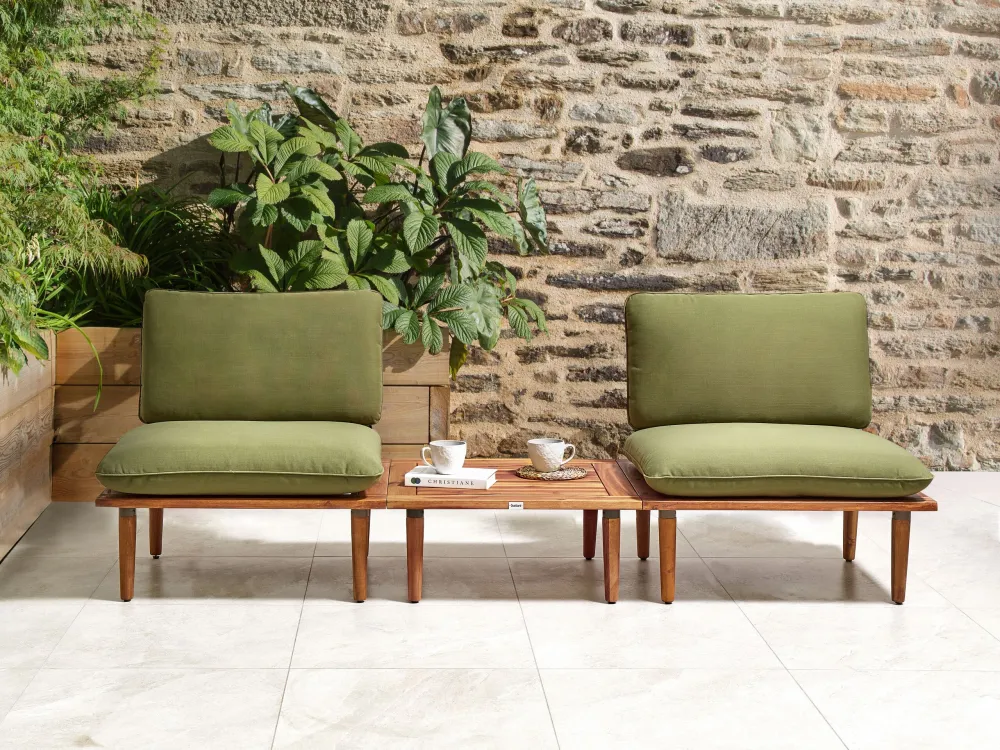 Sofa Set FRASCATI FSC® Autenticato Acacia Wood Olive Green 2 Seater