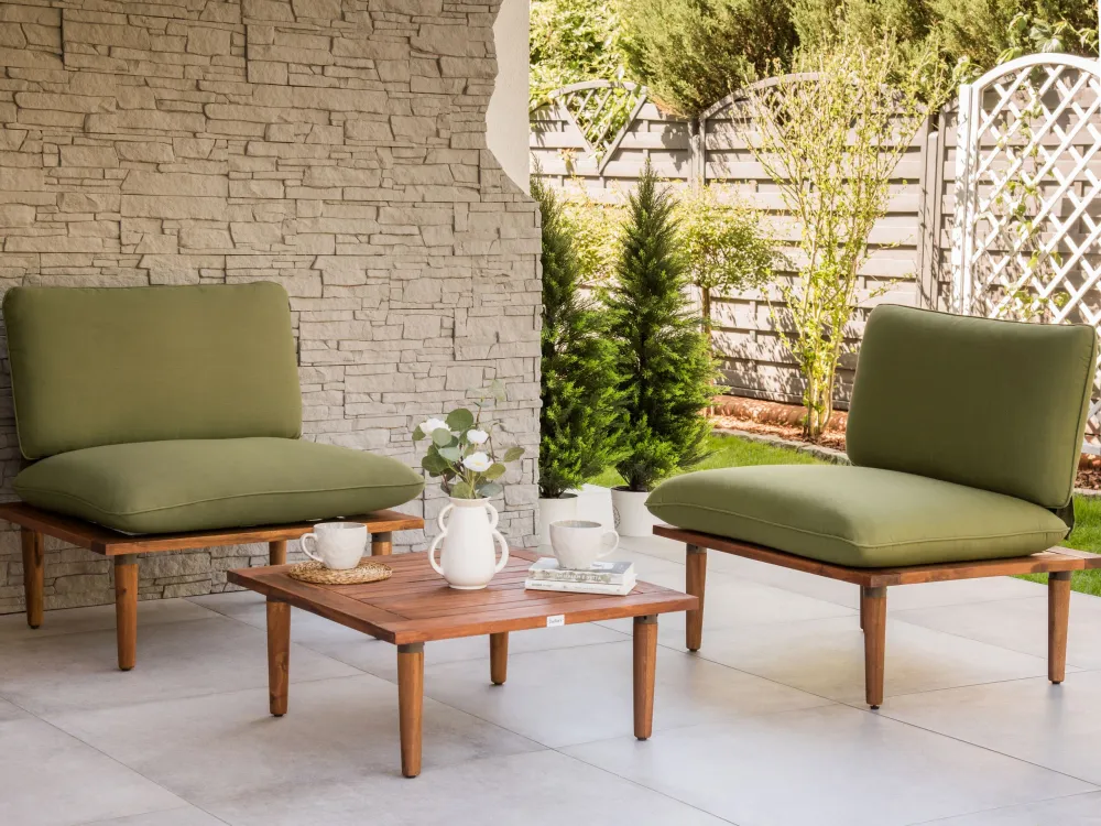 Sofa Set FRASCATI FSC® Autenticato Acacia Wood Olive Green 2 Seater