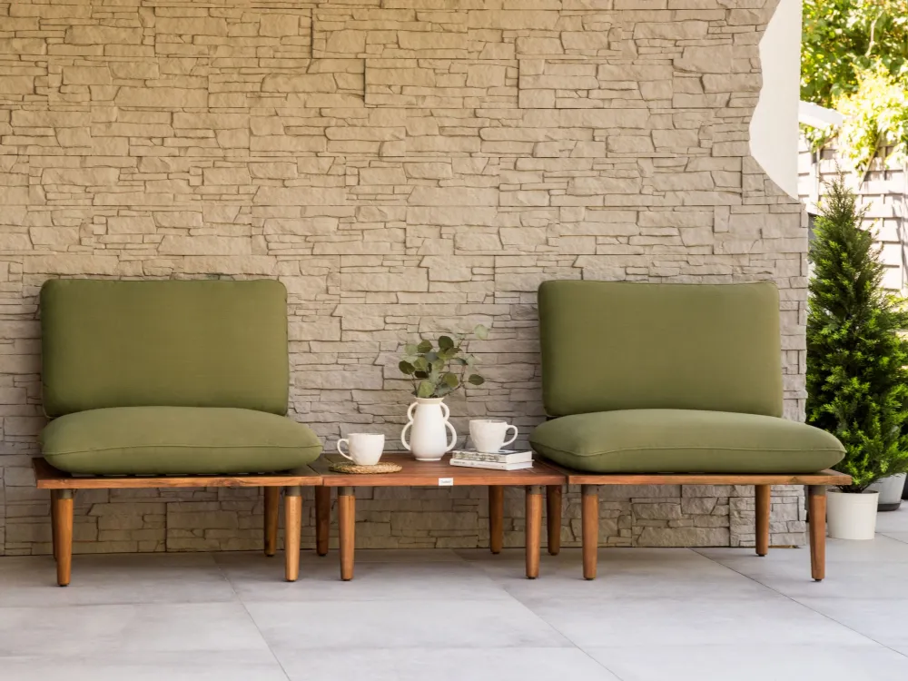 Sofa Set FRASCATI FSC® Autenticato Acacia Wood Olive Green 2 Seater