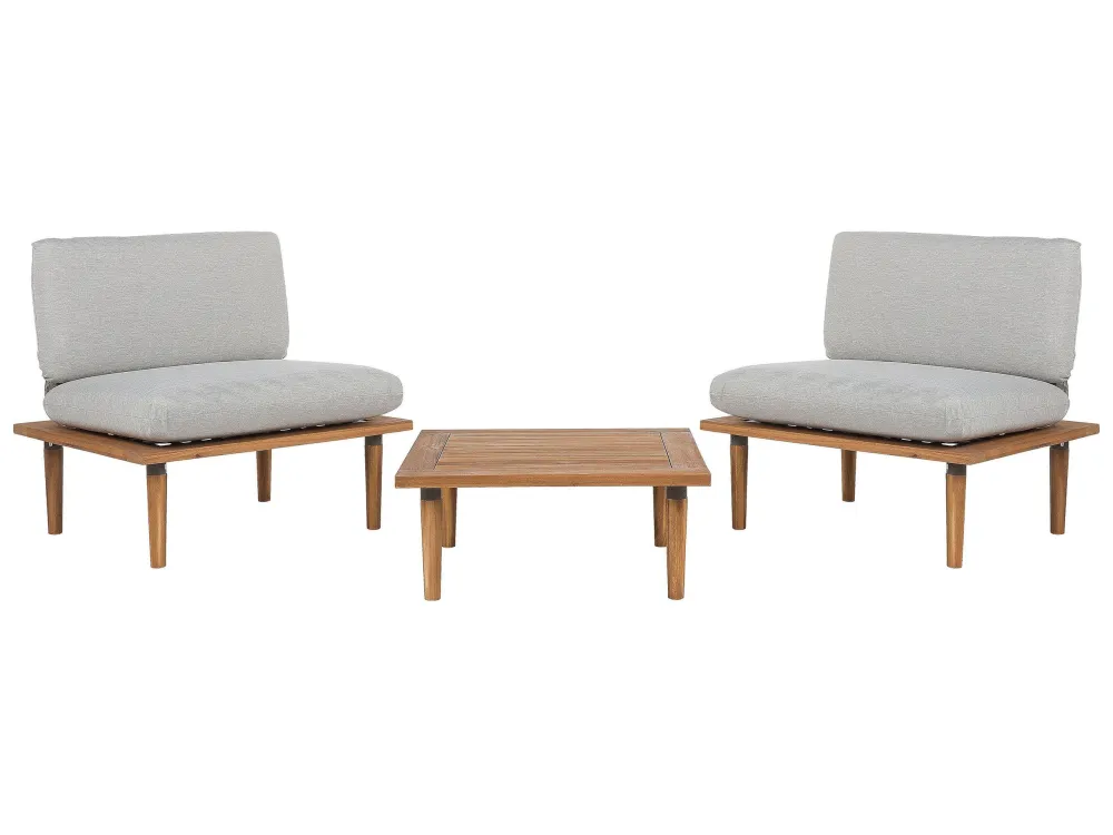 Sofa Set FRASCATI FSC® Omologato Acacia Wood Light Grey 2 Seater