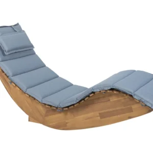 Wooden Garden Sun Lounger Cushion Blue BRESCIA