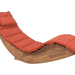 Wooden Garden Sun Lounger Cushion Red BRESCIA
