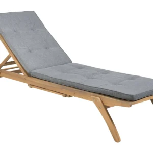 Wooden Reclining Sun Lounger Cushion Grey CESANA