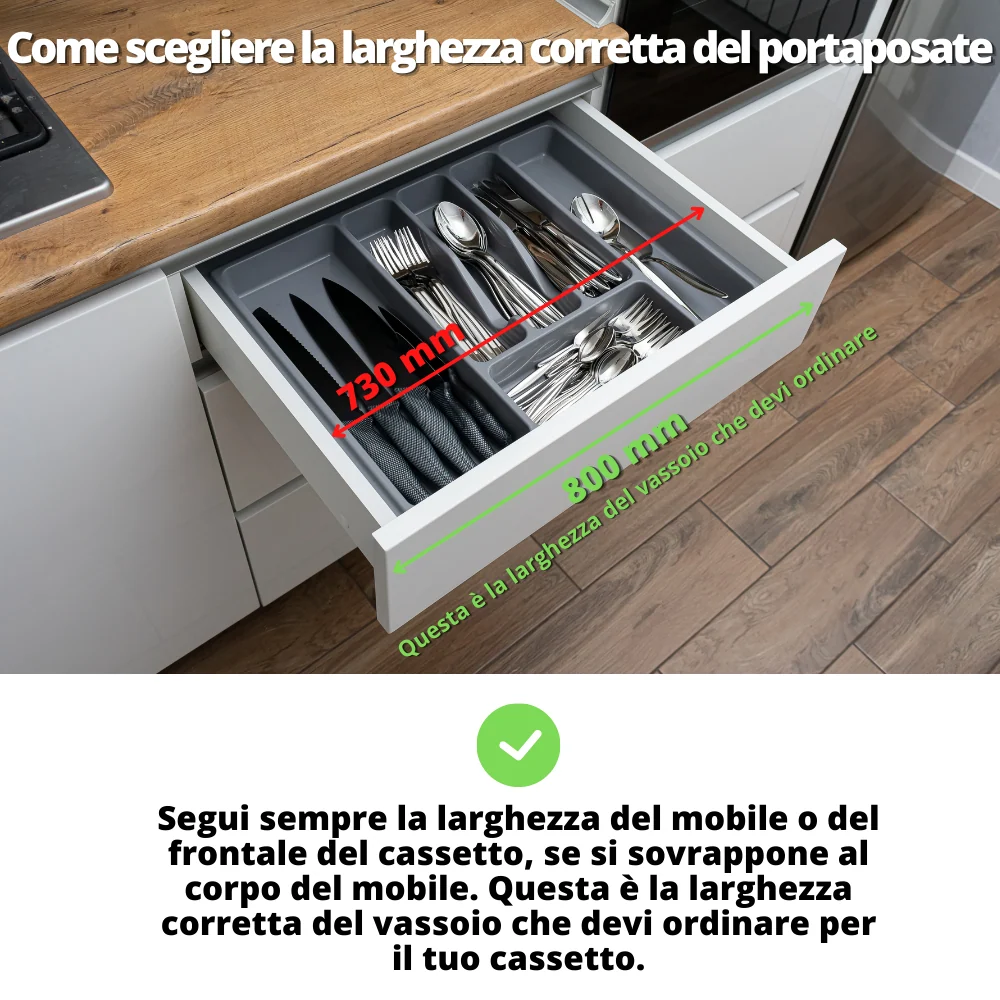 Portaposate per cassetti 800mm - Profondità: 430mm - Bianco NTP