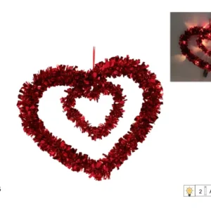 Appendino doppio cuore con 20 led filo addobbo