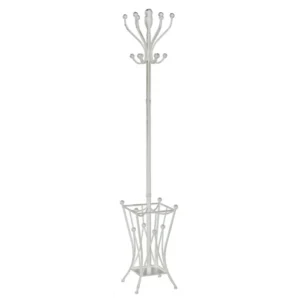 Attaccapanni stelo metallo colore bianco con portaombrelli quadro cm30x30xh184