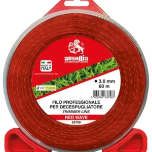 Bobina Di Filo Per Decespugliatore Professionale Intrecciato "Red Wave" 3Mm X 60M - Colore Rosso - Ausonia - 83758
