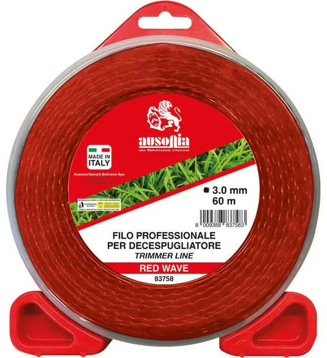 Bobina Di Filo Per Decespugliatore Professionale Intrecciato "Red Wave" 3Mm X 60M - Colore Rosso - Ausonia - 83758
