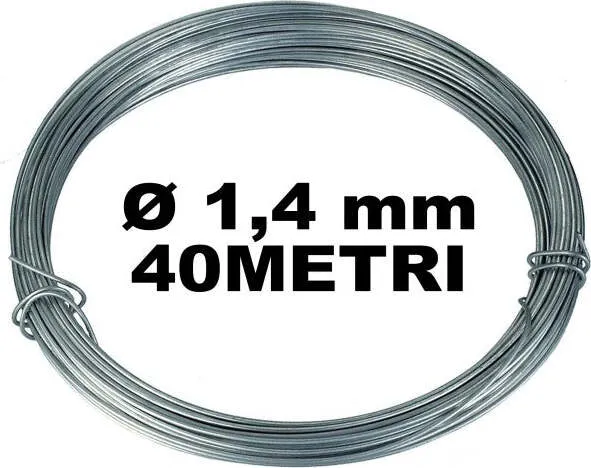 Bobina Matassa Filo Ferro Filato Cromato Diametro 1,4mm Per 40 Metri