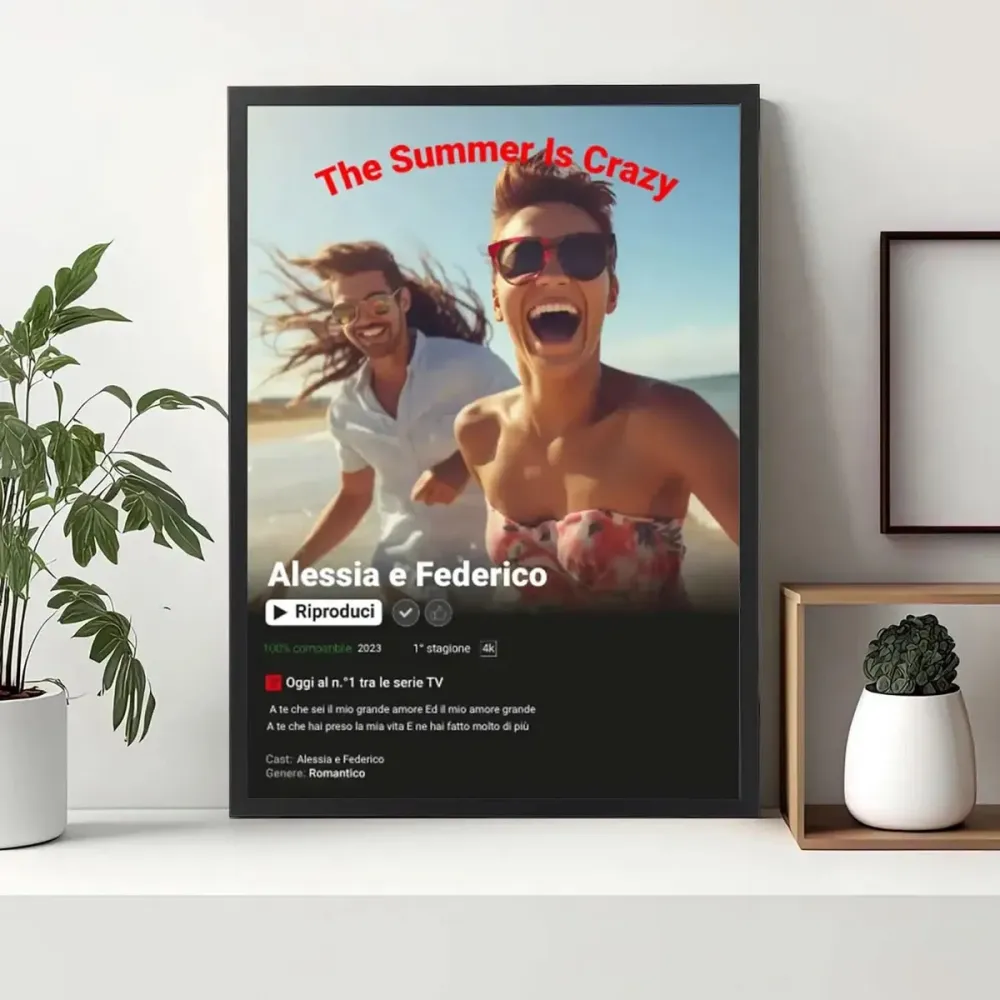 Box San Valentino Large - Wow Box – Quadro Netflix 21x30 + Portachiavi con Foto 3D + Federa Spotify 50x50