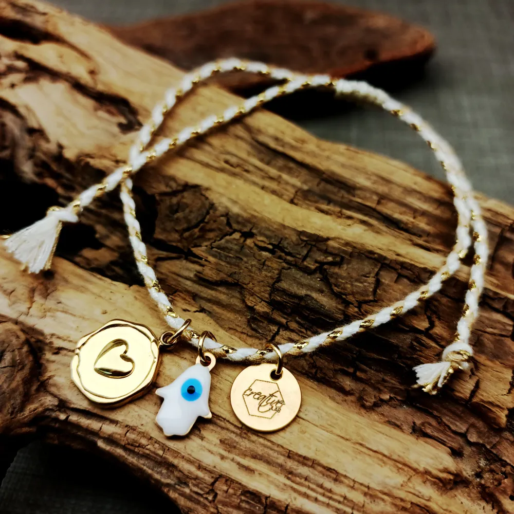 Bracciale di filo intrecciato portafortuna, personalizzabile
