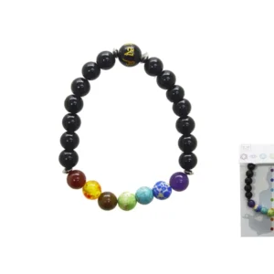 BRACCIALE FILO DI OSSIDIANA CON TRE PIETRE CASUALI