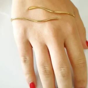 Bracciale Onde mini per mani filo placcato oro