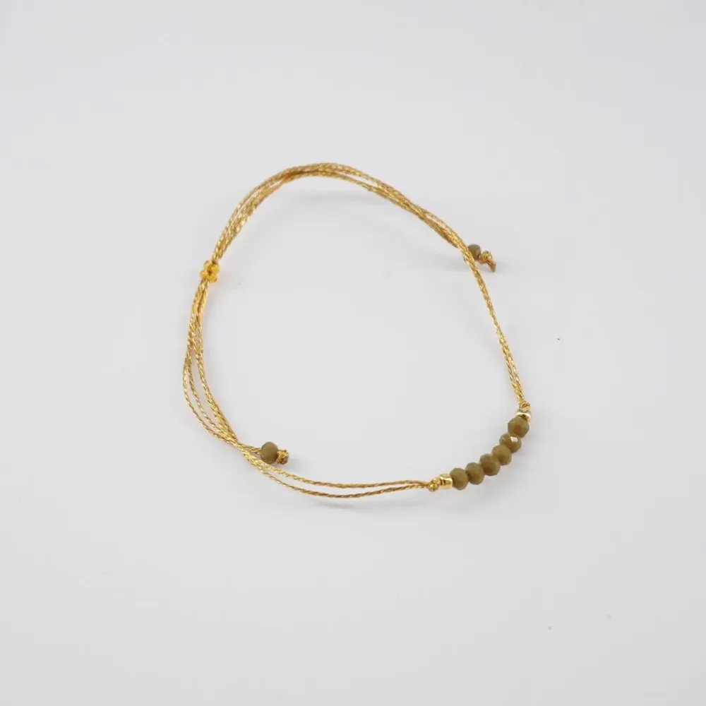 Bracciale PERLINE FILO VERDE MILITARE CHIARO