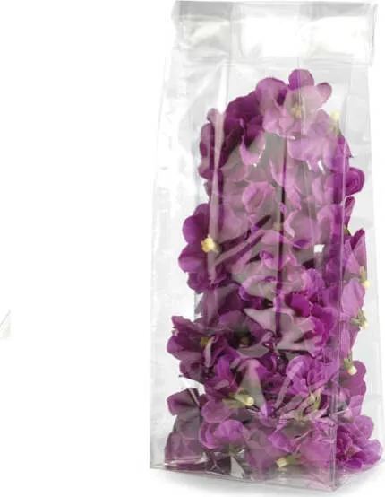 Buste Crystal - trasparenti - 8 x 24 + 4cm - con fondo quadro - PNP - conf. 100 buste