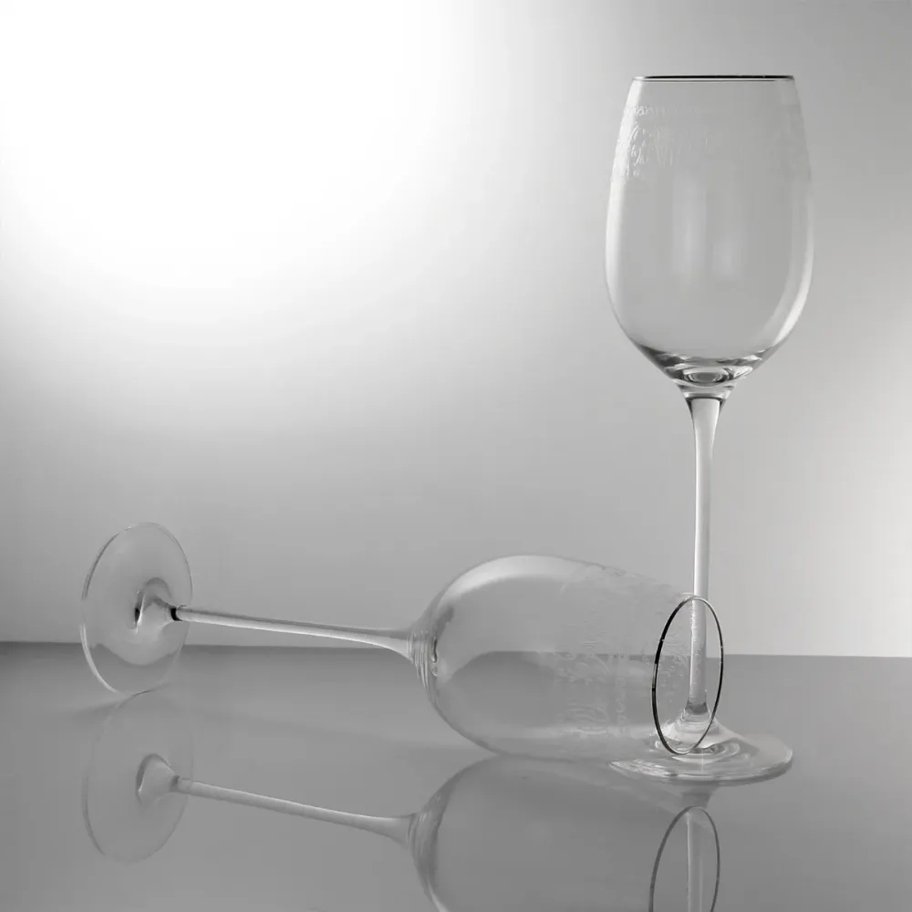 Calici vino bianco da degustazione incisi con bordo filo platino - Montecarlo